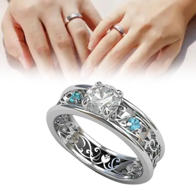 Inlaid Sapphire Rings Women Jewelry Decoration Fashion Gifts Design Elegant