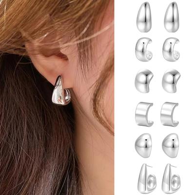 Vintage C-Shaped Silver Color Stud Earrings For Women Girl Fashion Simple Geometry Circle Earring Retro Earring Jewelry
