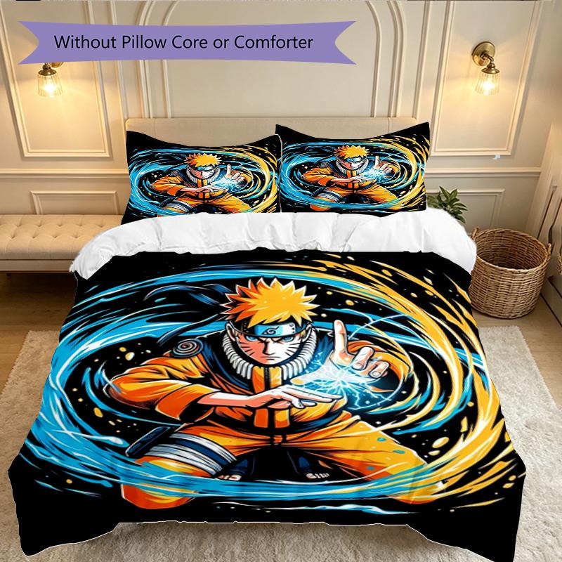 Game Role Naruto Duvet Cover Set - 3pcs Polyester Bedding Set with Digital Print, All-Season Cozy Bedroom Accessory