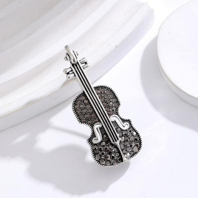 Yousheng Violin Pin Badge Rhinestone Violin Brooch Crystal Metal Lapel Pins Stunning Miniature Brooch for Women Men Clothes Hats Badges Jewelry
