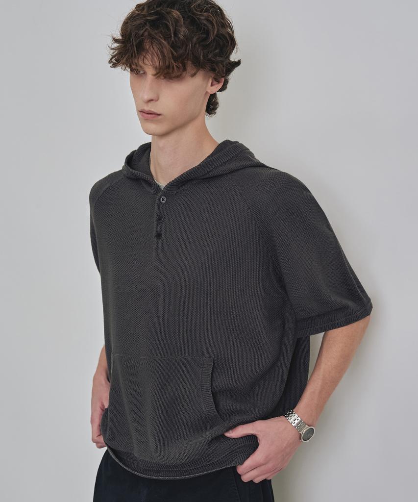COSTUME O’CLOCK [Coclx Daily Room] Hooded Pique Half Knit 6 Color Cooskt071