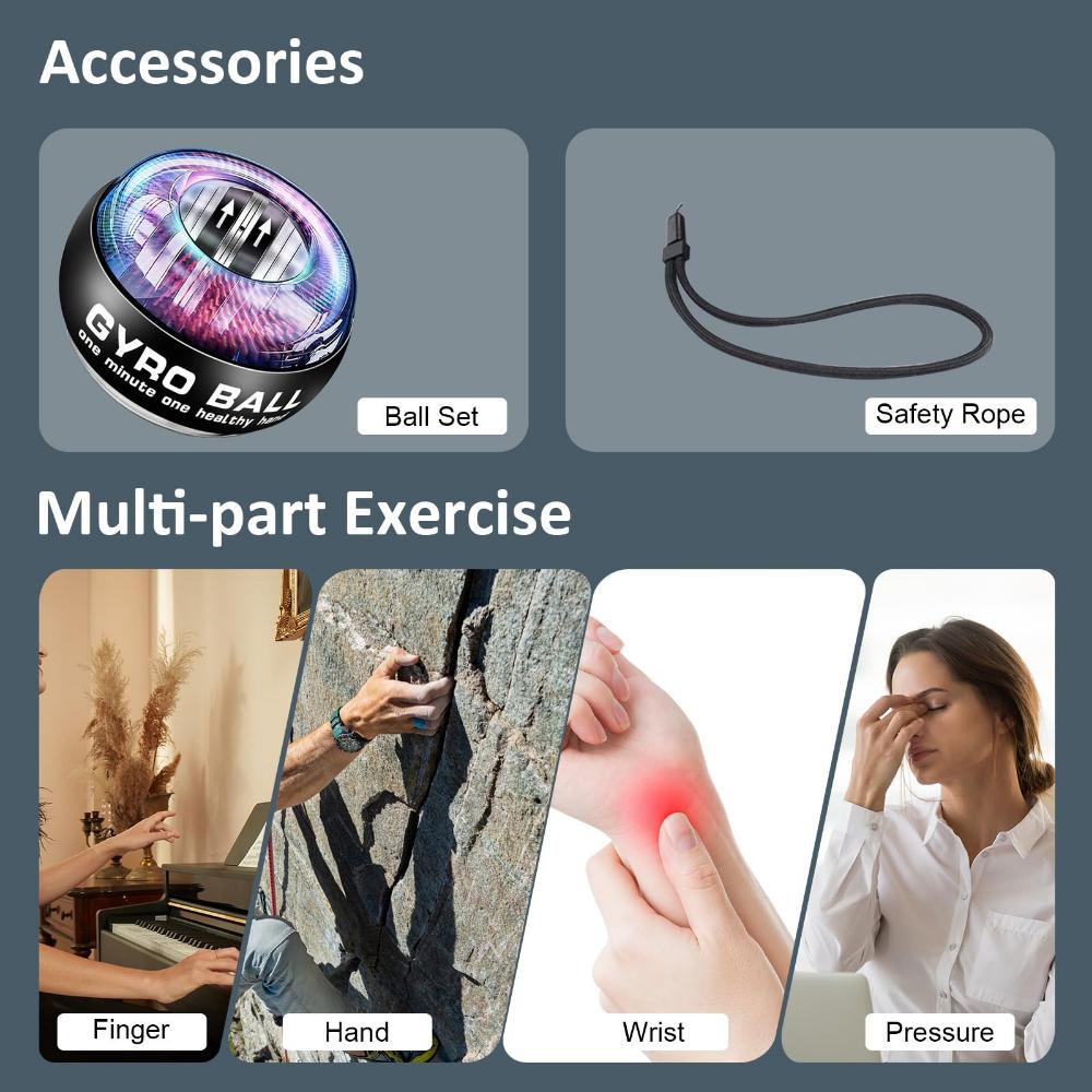 Auto Start Wrist Power Ball Gyroscopic Hand Grip Strengthener Forearm Exerciser Home Fitness Gyro Ball