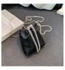 PU Bucket Soild Shoulder Bags Chains Party Crossbody Bags for Women 2024 High Quality Fashion on Sale Bolso Bombonera Con Cadena