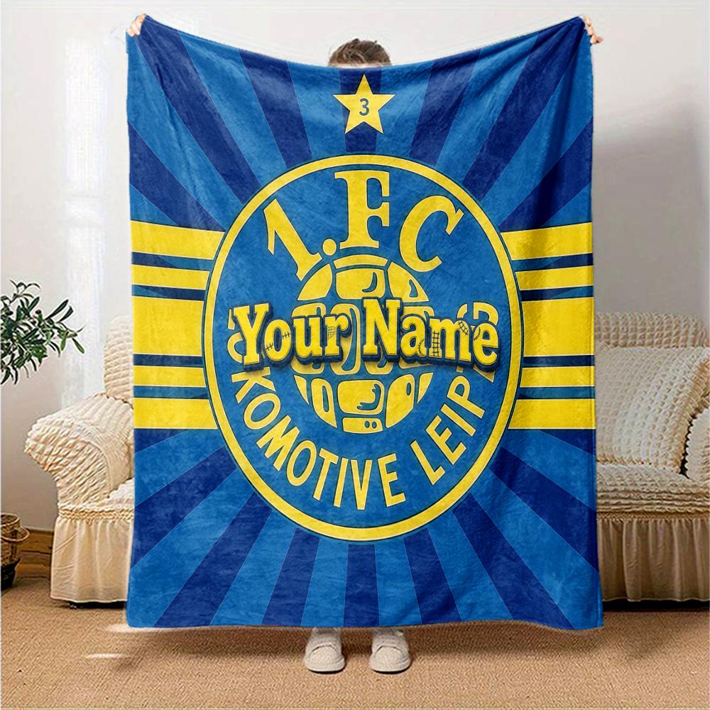 1PC 1 Fc Lokomotive Leipzig Custom Name Patterned Flannel Blanket Suitable For All Seasons for Home Decor Warmth and Comfort Gifts Holiday Present