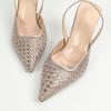 Champagne Gold Pointed Toe Diamond Ankle Strap Wine Glass Heels Sandals