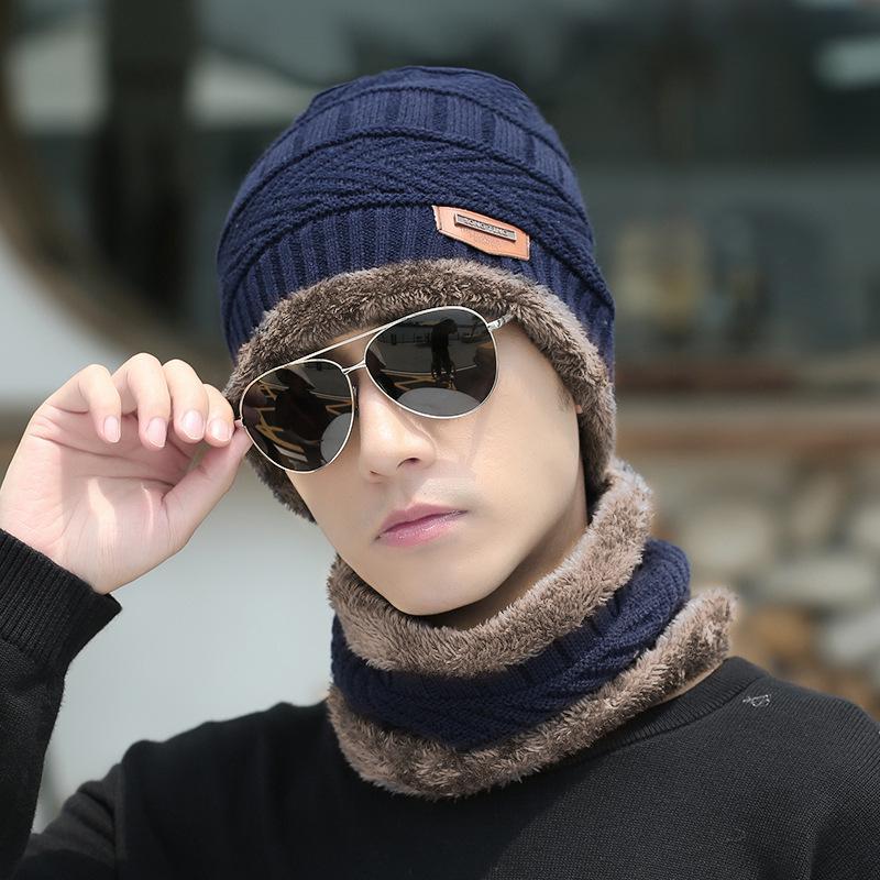 Winter Knitted Fleece-Lined Hat & Scarf Set for Men, Women & Kids - Thick Wool Parent-Child Cap