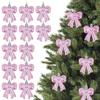 12 Pcs Pink Bow Ornament for Christmas Tree 3D Coquette Bow Hanging Bowknot Hanging Decoration for Xmas Tree Wedding Decor