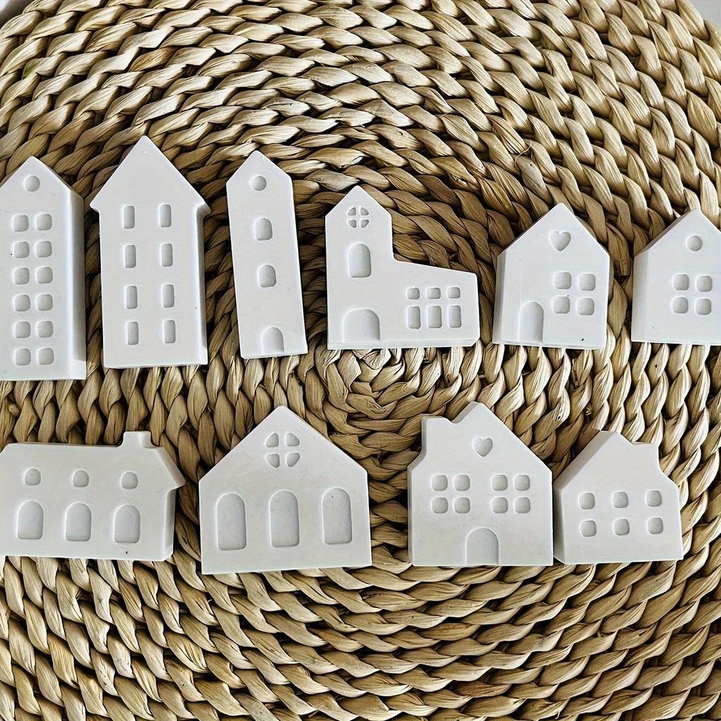 Cavity Small House Silicone Mold Nordic Church Castle Mini House Decorative Ornaments Plaster Candle Epoxy Mold