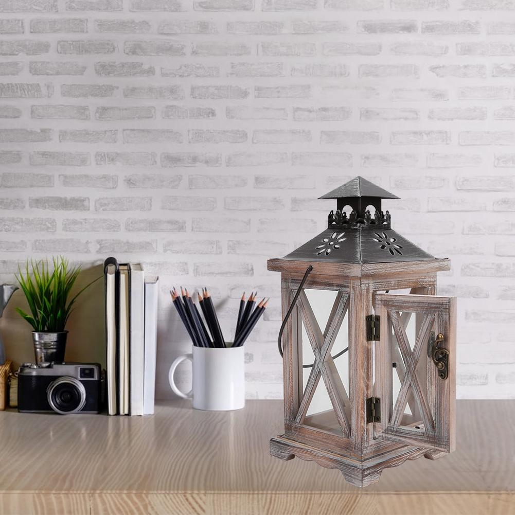 Retro Wooden Candlestick Candle Holder Craft Gift House Desk Ornament Decoration28 X 12.5 X 12.5cm