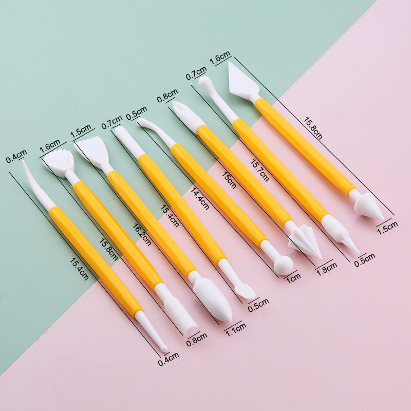 FAIS DU 8 Pieces Fondant Cake Carving Set 16 Patterns Flower Sugar Craft Modelling Tools Cake Decorating Hand Tool