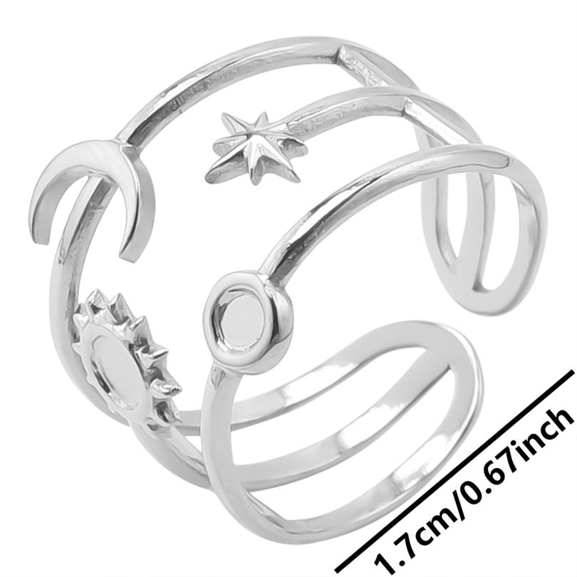 1pcs Crown Heart Shell Charm Ring Two/Three Layered Adjustable Stainless Steel Rings For Women Men Accessories Vintage Jewelry