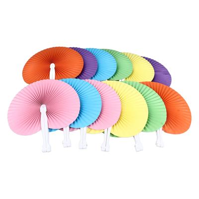 12 Stück Handfächer aus Papier Verschiedene Farben Leicht Langlebig Knitterarm Faltbare Handfächer