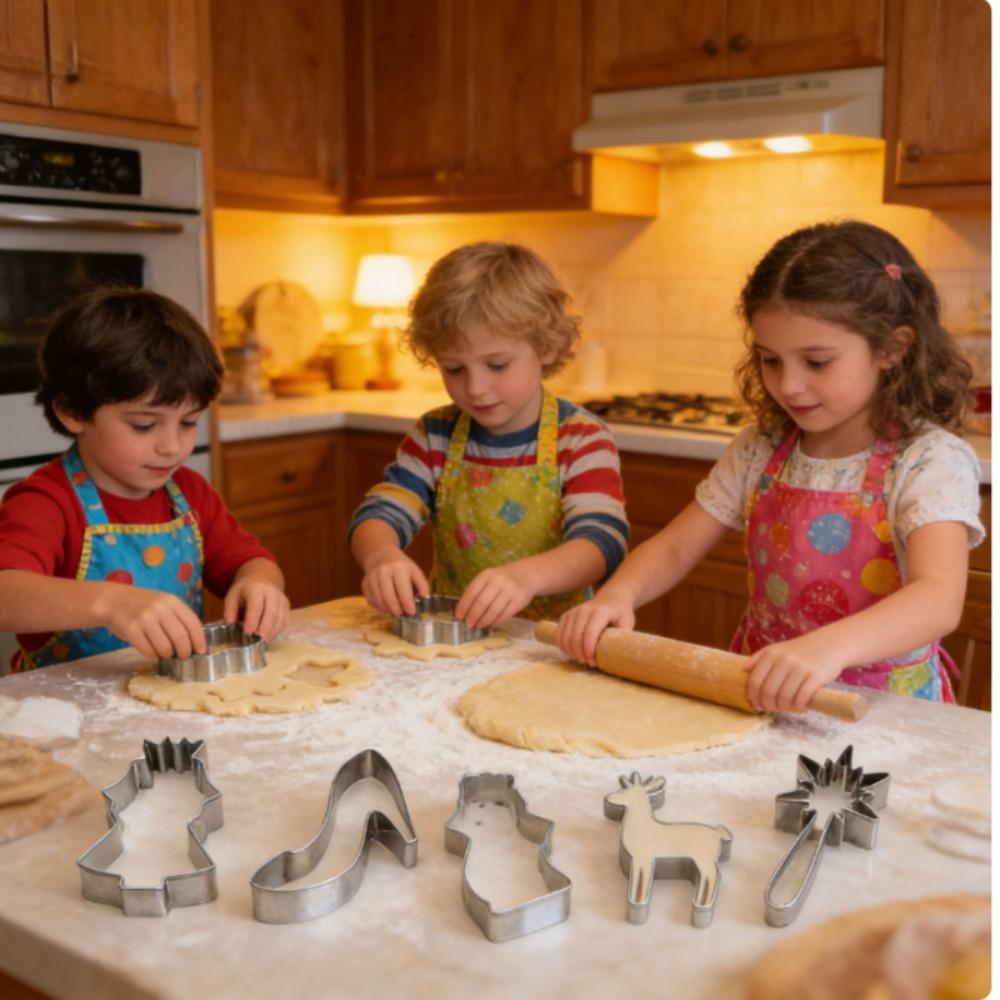 Edelstahl Weihnachtskeks Ausstecher Set 5-teilig für DIY Backen Kuchen Fondant Zucker Kunst Keks Dekoration Werkzeuge