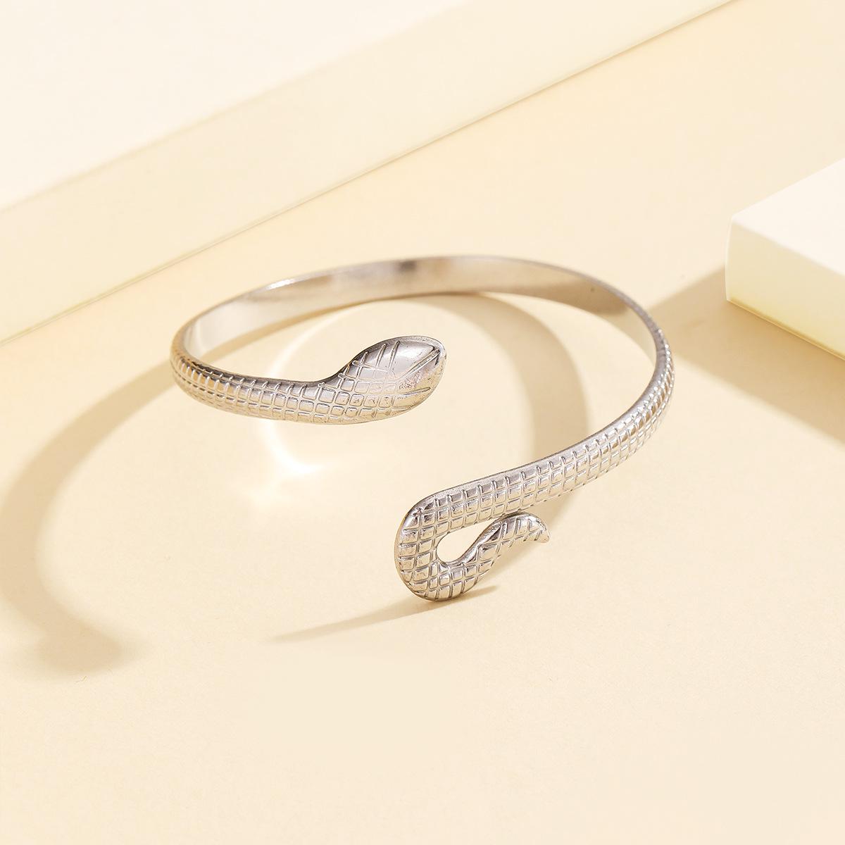 18K Gold Plated Punk Style Snake Stainless Steel Adjustable Bracelet