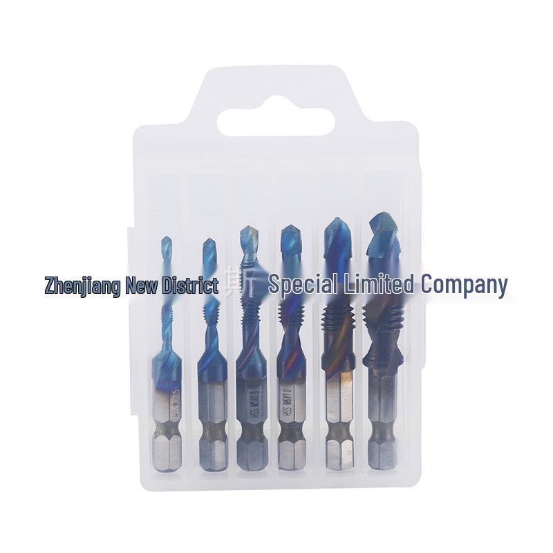 Blue-Plated High-Speed Steel Hex Shank Spiral Tap Countersink Drill
