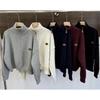 Women's Korean-Style Double Zipper Stand Collar Knit Cardigan - Loose Fit, Casual, Autumn/Winter 2024 Sweater Coat