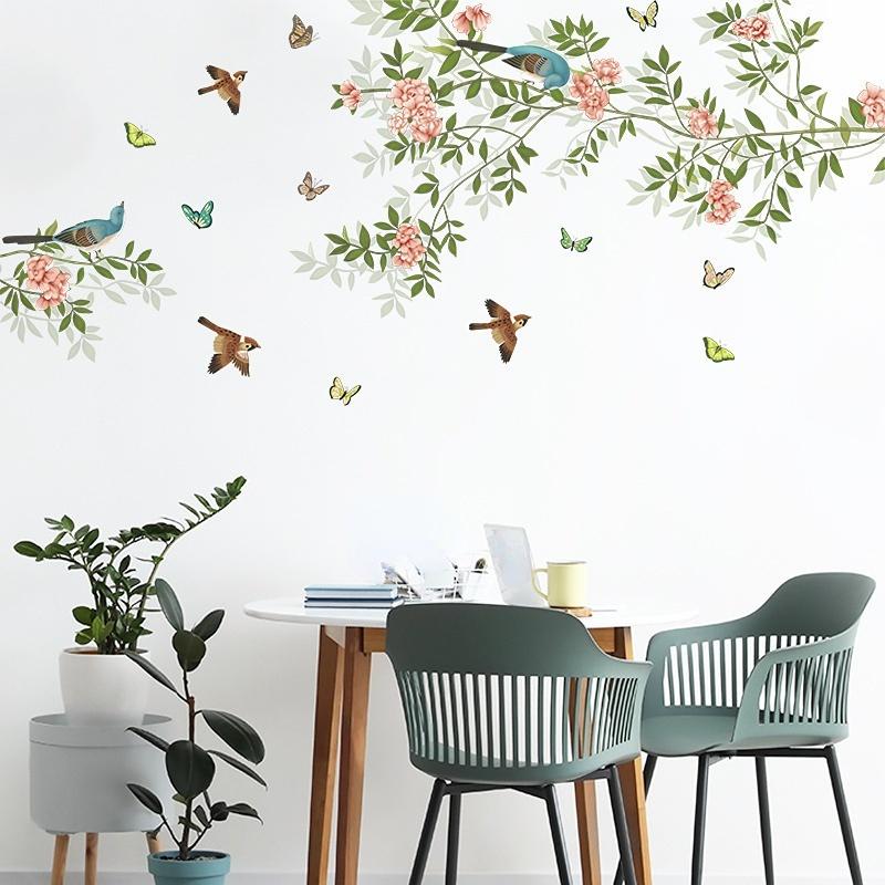 New Bird On Branch Pattern Wall Stickers for Living Room Bedroom Kitchen Wall Decor Sticker On The Wall Home Decor Decals PVC Murals