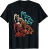 Retro Wolf Howling Graphic Tee Vintage Wildlife Distressed Print Casual Short Sleeve T-Shirt
