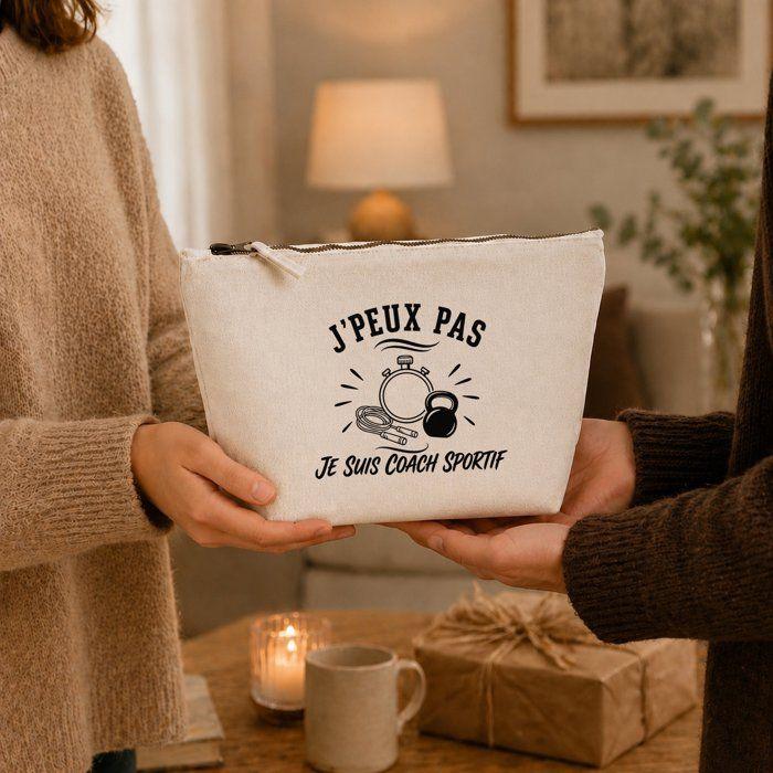 Trousse de toilette - PLANETEE - J’peux pas minimaliste - 100% coton beige - 3 L - Zip métal