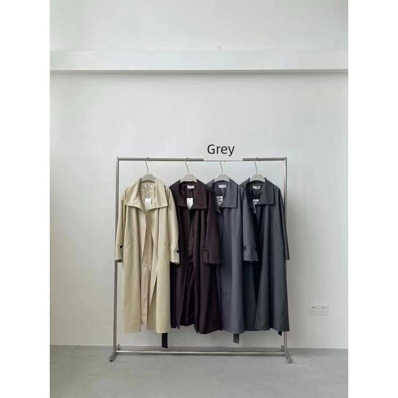 

Moment2024 Early Autumn Fancy Simple Lace below-the-Knee Coat Women s French British Style Long Trench Coat Women Gray One size