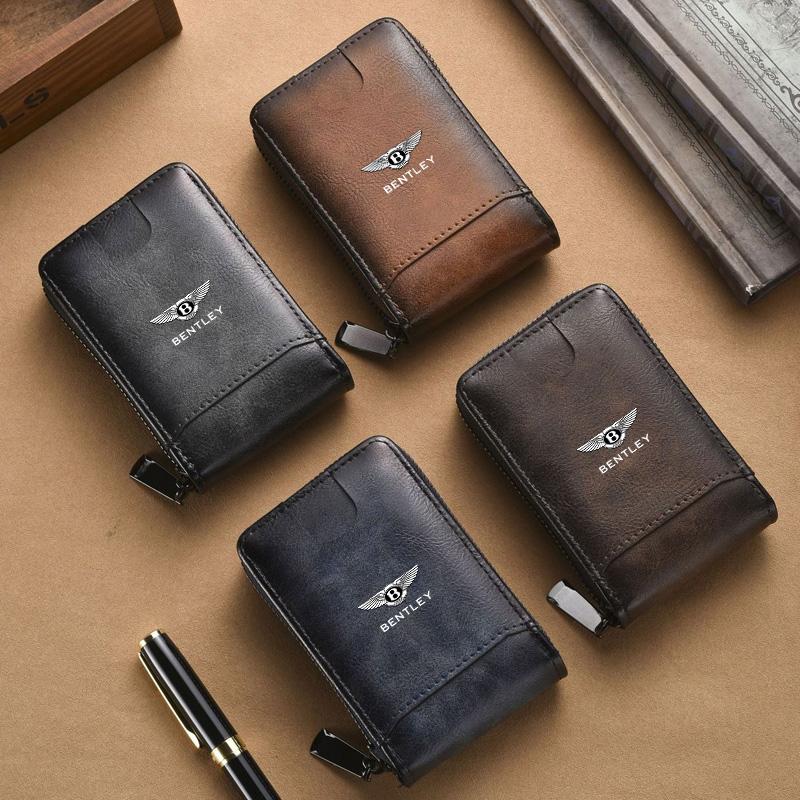 Vintage Läder Kortfodral Bil Förarkortsplånbok RFID-skydd För Nya Bentley Flying Spur Continental GT Bentayga Mulsanne
