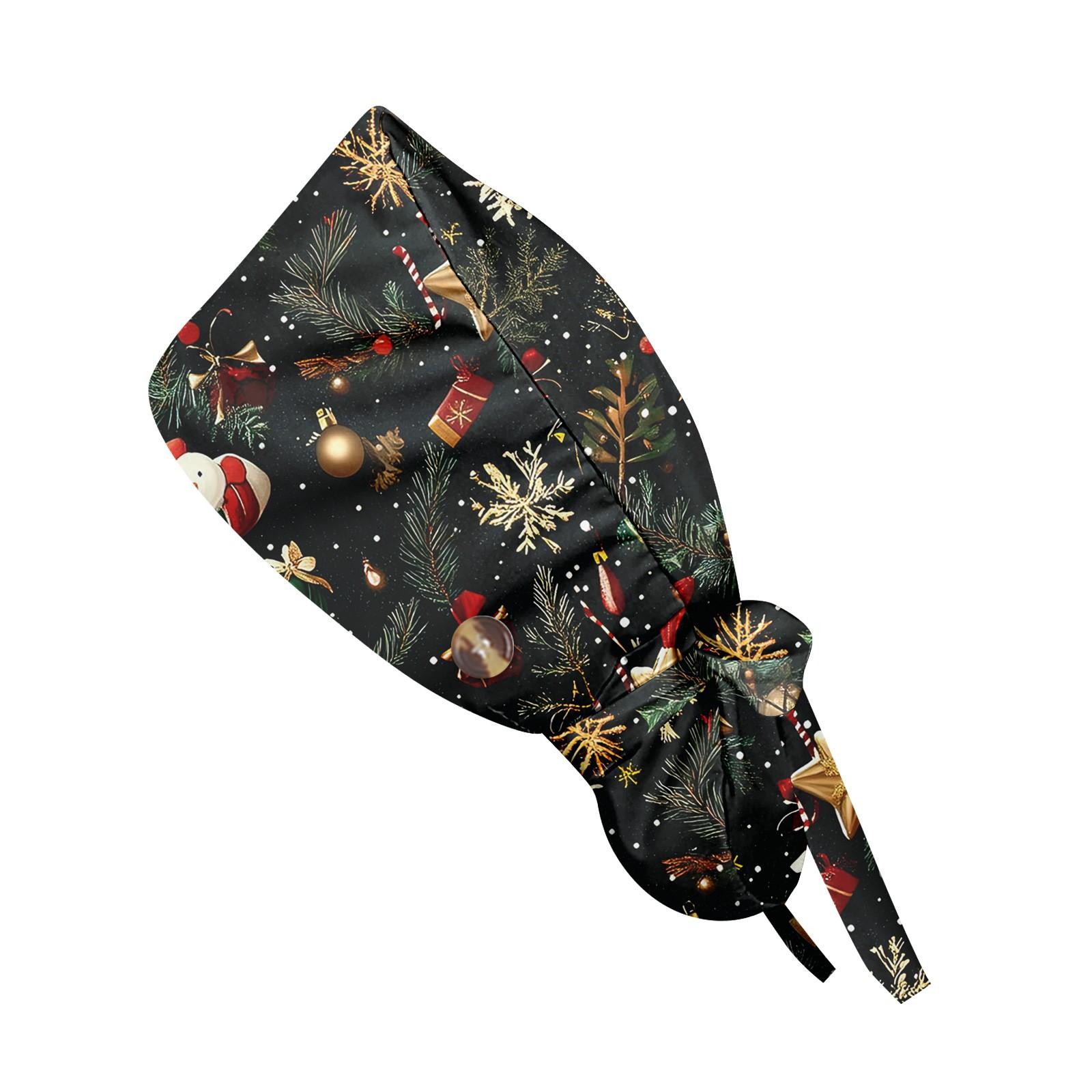 

Модная рождественская рабочая кепка с принтом, повседневная женская кепка с хвостиком, кепка с повязкой, кепка Baotou One Size чёрный