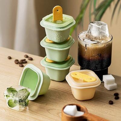 Square Ice Cube Molds Food Grade Silicone Ice Cream Mould Tray with Popsicle Stick Mini DIY Jelly Pudding Ice Ball Maker Tools