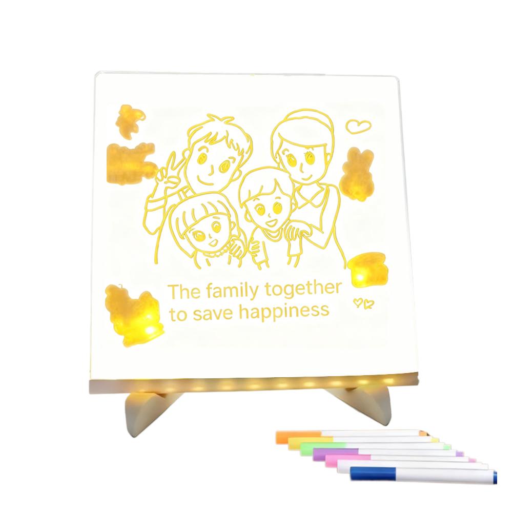 LED Note Night Light Board With 7pcs Colorful Pens DIY Lighted Acrylic Message Board Weekly Planer For Kids Gifts Office School