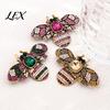 Women Fashion Accessory Retro Rhinestone Bee Brooch Pin, Insect Alloy Badge with Shirt Colorful Rhinestones, Jewelry for Clothing Dress Coat