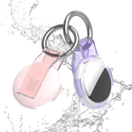 2 Peças Capa Protetora Transparente para Suporte AirTag Capa Rastreador com Clipe de Cinto Chaveiro Portátil