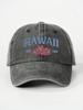 Washed Hawaii Floral Baseball Cap Adjustable Sun Visor Hat For Travel Beach Vacation