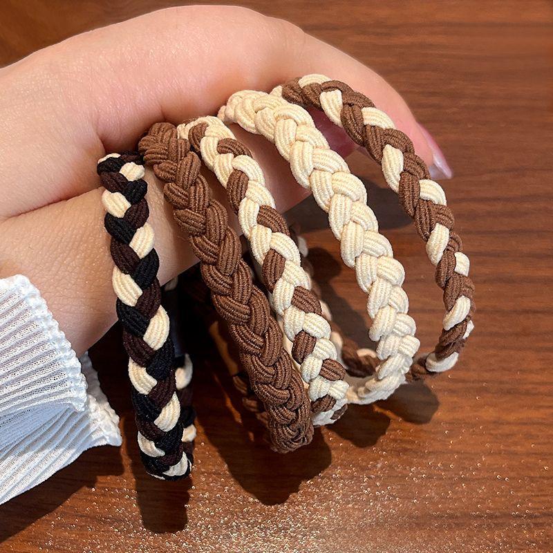 

New Elastic Milk Tea Hair Tie - Korean Style Braided Twist Hair Accessory for Women PJ-5# Twist Hair Rope