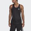 Adidas Solid Color Printed Logo Crew Neck Sports Tank Top Men Tops Black HM8437
