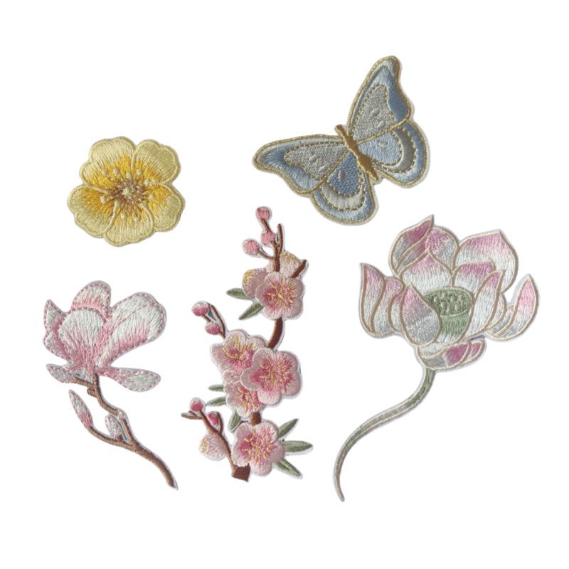 

Патч для сумки-тоут с самоклеящейся вышивкой «Цветы сливы и бабочки» - Аксессуар для одежды к Празднику середины осени