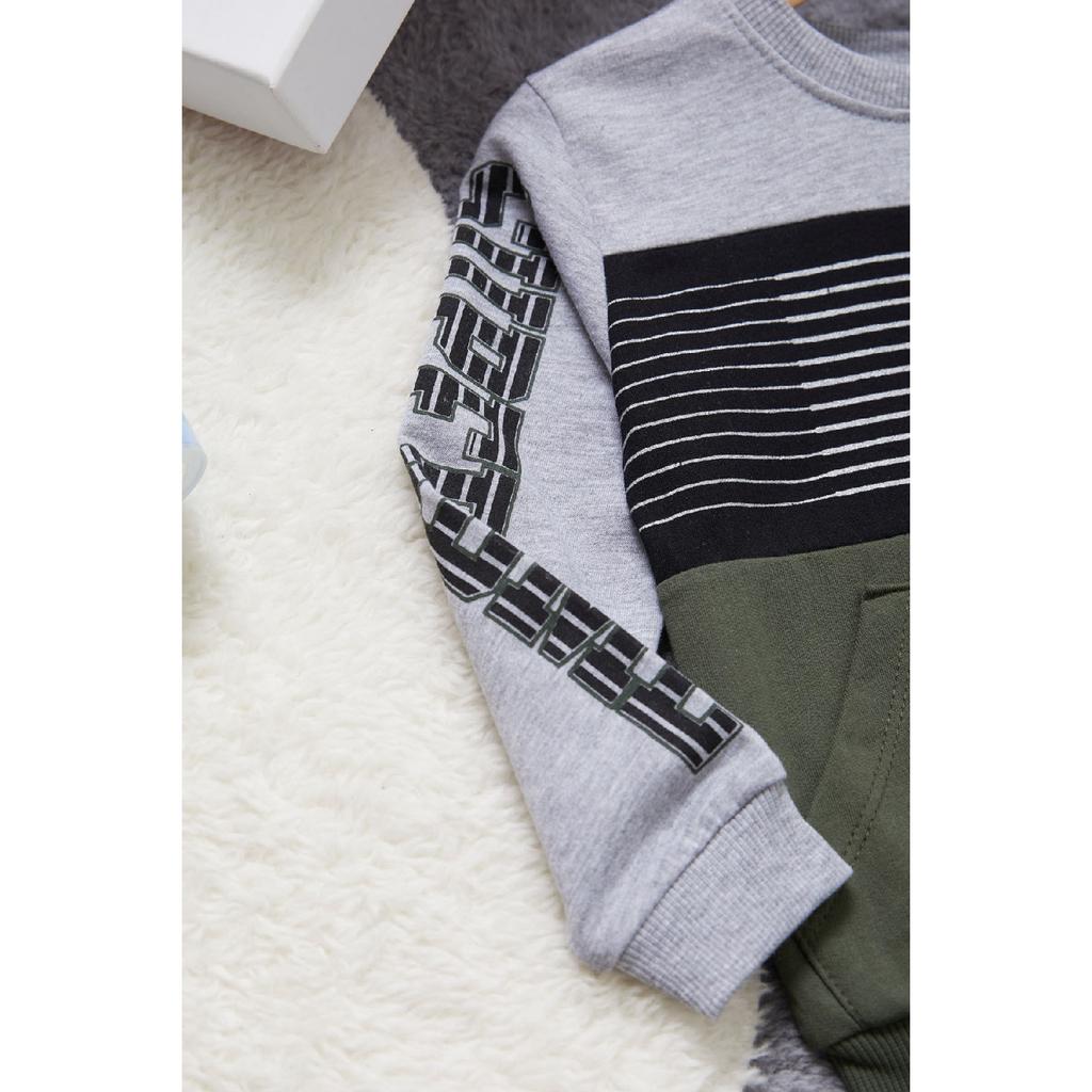 Jungen-Trainingsanzug mit Textdruck, Kängurutasche, Orange, Team 14987-1