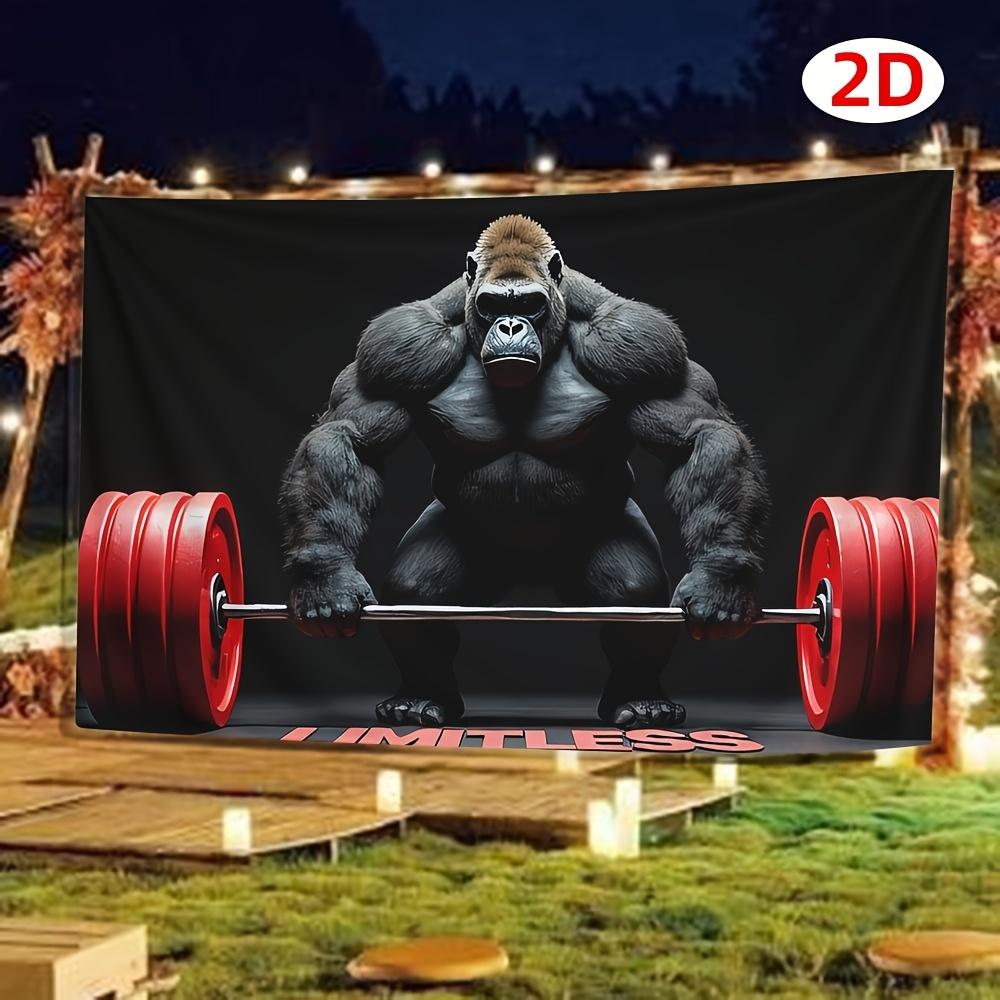 1 Grande Stendardo di Sfondo Gorilla Sollevamento Pesi - Poliestere Resistente Senza Alimentazione Richiesta Adatto per Palestre Feste
