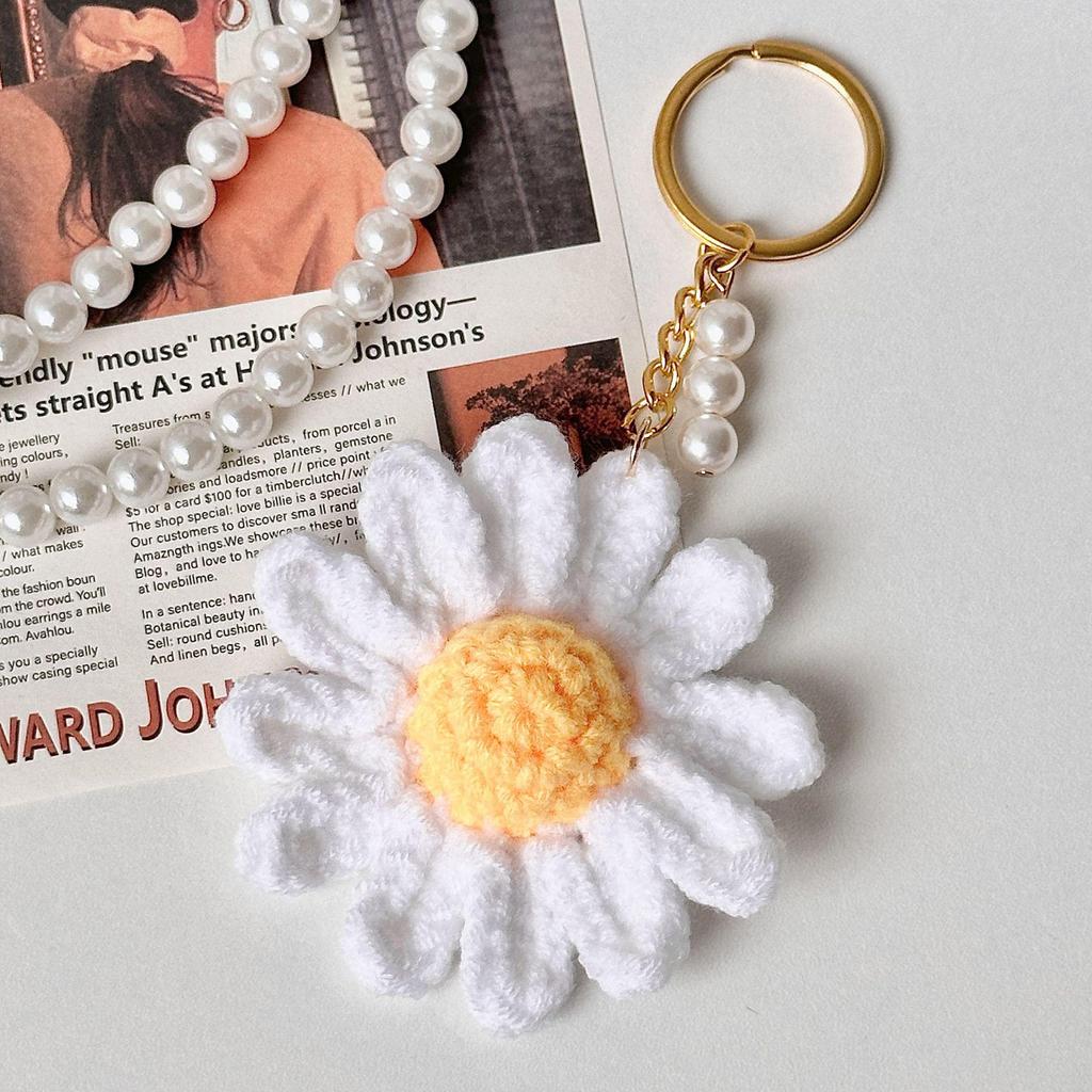 Handcrafted Crochet Daisy Keychain Pendant