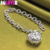 925 Sterling Silver ihåligt hjärta hänge armband smycken