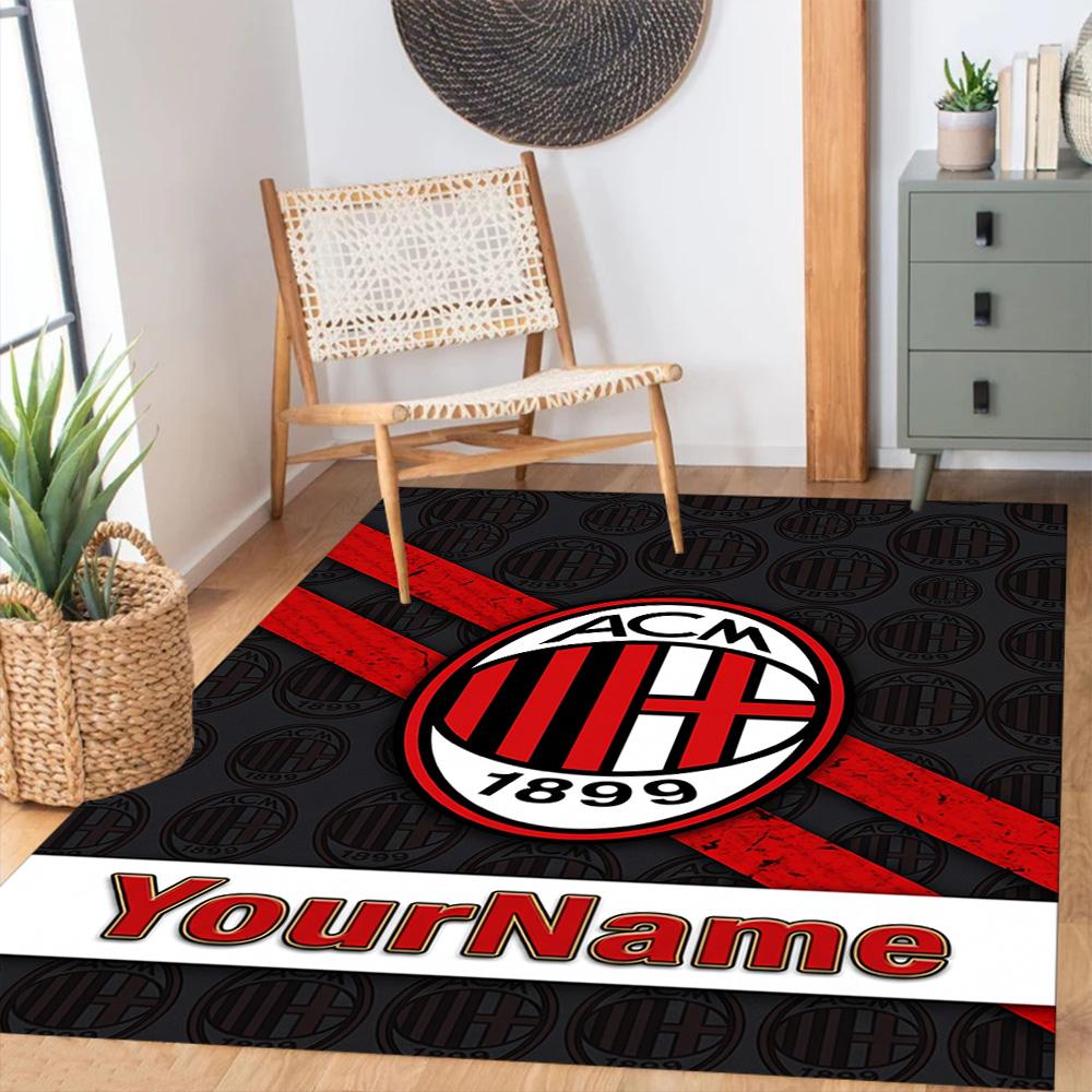 Ac Milan Personalized Name Area Rug Perfect for Foyer Playrooms Game Room Balcony Antislip Carpet Decorate Offices Perfect Gift for Friends & Family