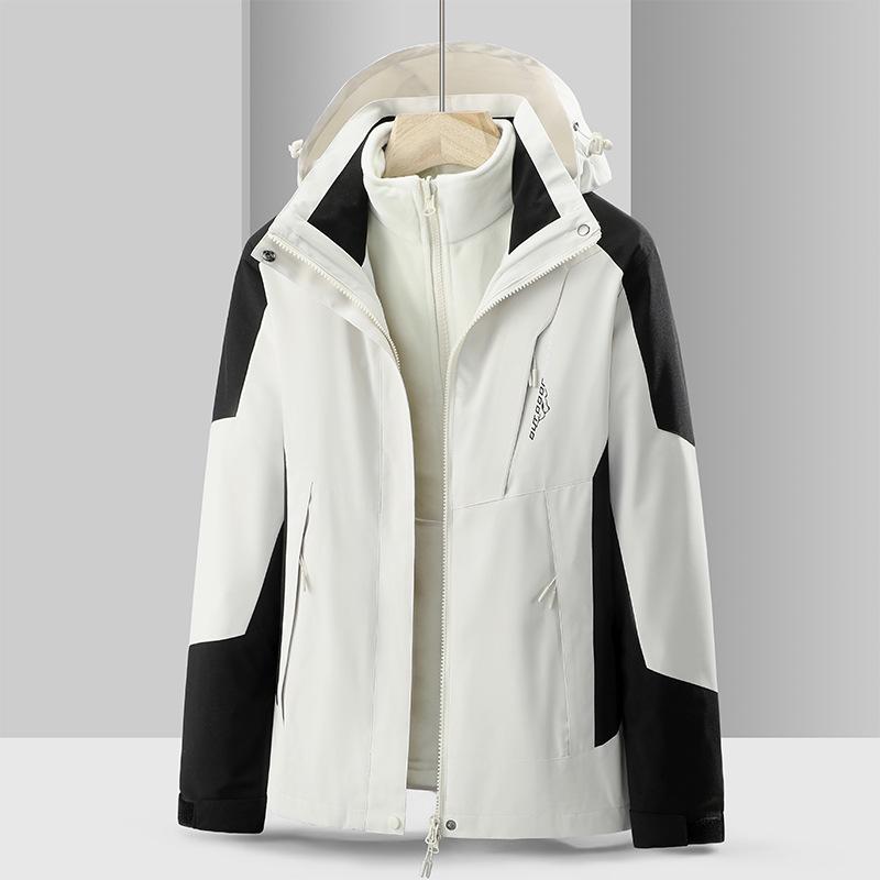 Men s & Women s 3-in-1 Thick Mountaineering Jacket - Windproof, Velvet-Lined for Spring, Autumn, Winter Climbing L