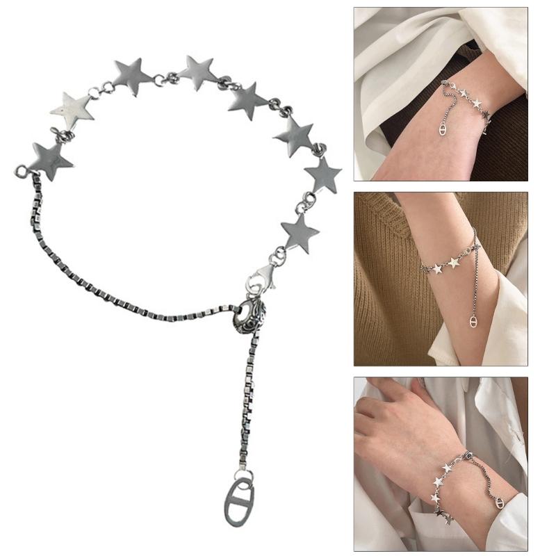 Simple Star Bracelet Metal Link Chain Charm Bracelet Fashion Adjustable Bangles Statement Jewelry for Women Girls