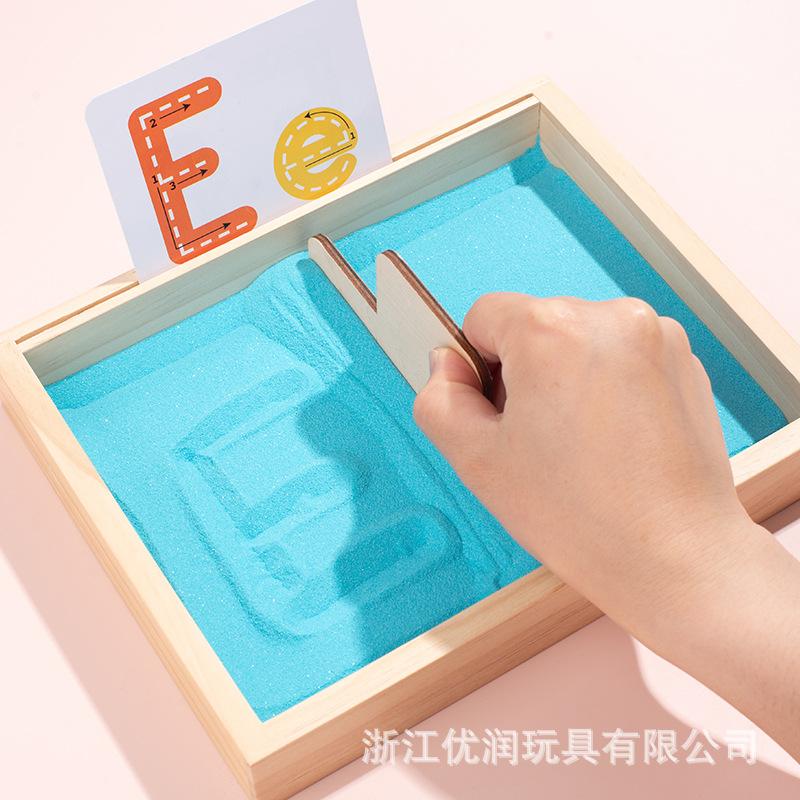 Writing Sandbox Cross-border Wooden Preschool Enlightenment Calligraphy Scraping Sandbox Children's Teaching Aids Wooden Educational Toys