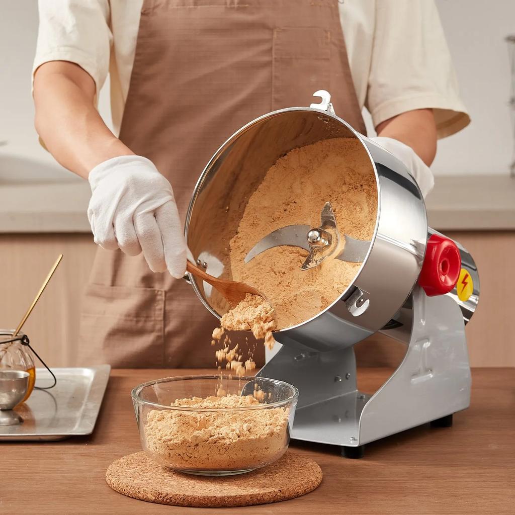 VEVOR 2500g Electric Grain Mill Grinder, High Speed 3400W Commercial Spice Grinders, Stainless Steel Pulverizer Powder Machine