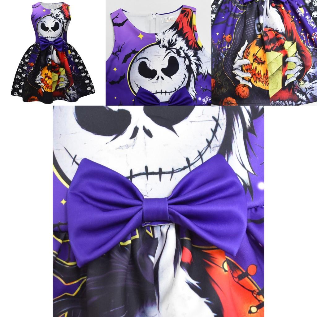 Sally Face Girl Dress With Cotton Blend Fabric And Butterfly Bow For Halloween And Christmas Festivities