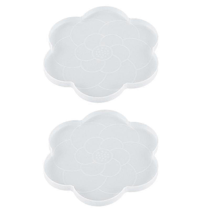 2pcs Coasters Silicone Molds Plate Mat Molds Cup Tray Cup Mat Mold For Diy Crafts
