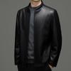 Spring, Autumn and Winter New Men's Leather Jackets, Middle-aged Men's Casual Slim Business Stand-up Collar Sheepskin Jackets Thick Coats