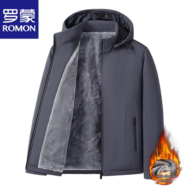 ROMON Men's Hooded Fleece-Lined Padded Jacket
