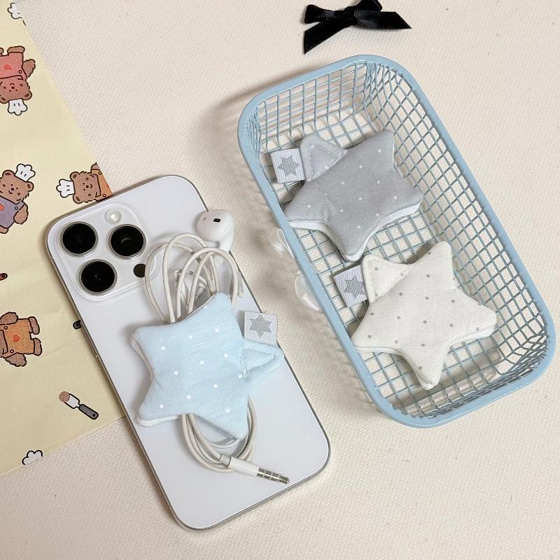 Y2K Japanse Oortelefoon Decoratie Accessoires Handgemaakte Stof Ster Golfpunt Oortelefoon Opbergtasje Datakabel Organizer