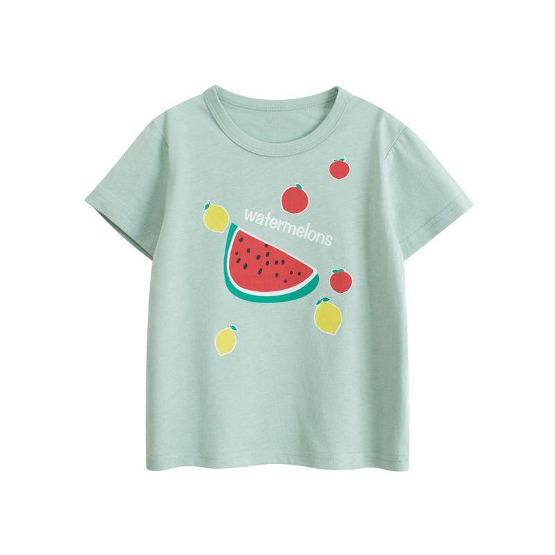 Brand Children's Clothing Summer New Style Girls' Cartoon Fruit Print Short-Sleeved Tops Korean Style Pure Cotton T-Shirts Children's Clothes