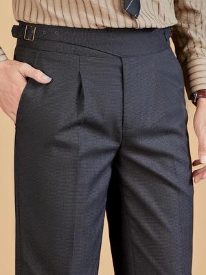 Pantalones de Vestir Florales Oscuros Retro Nápoles - Hombre, Pliegue Único, Pierna Recta para Primavera y Otoño